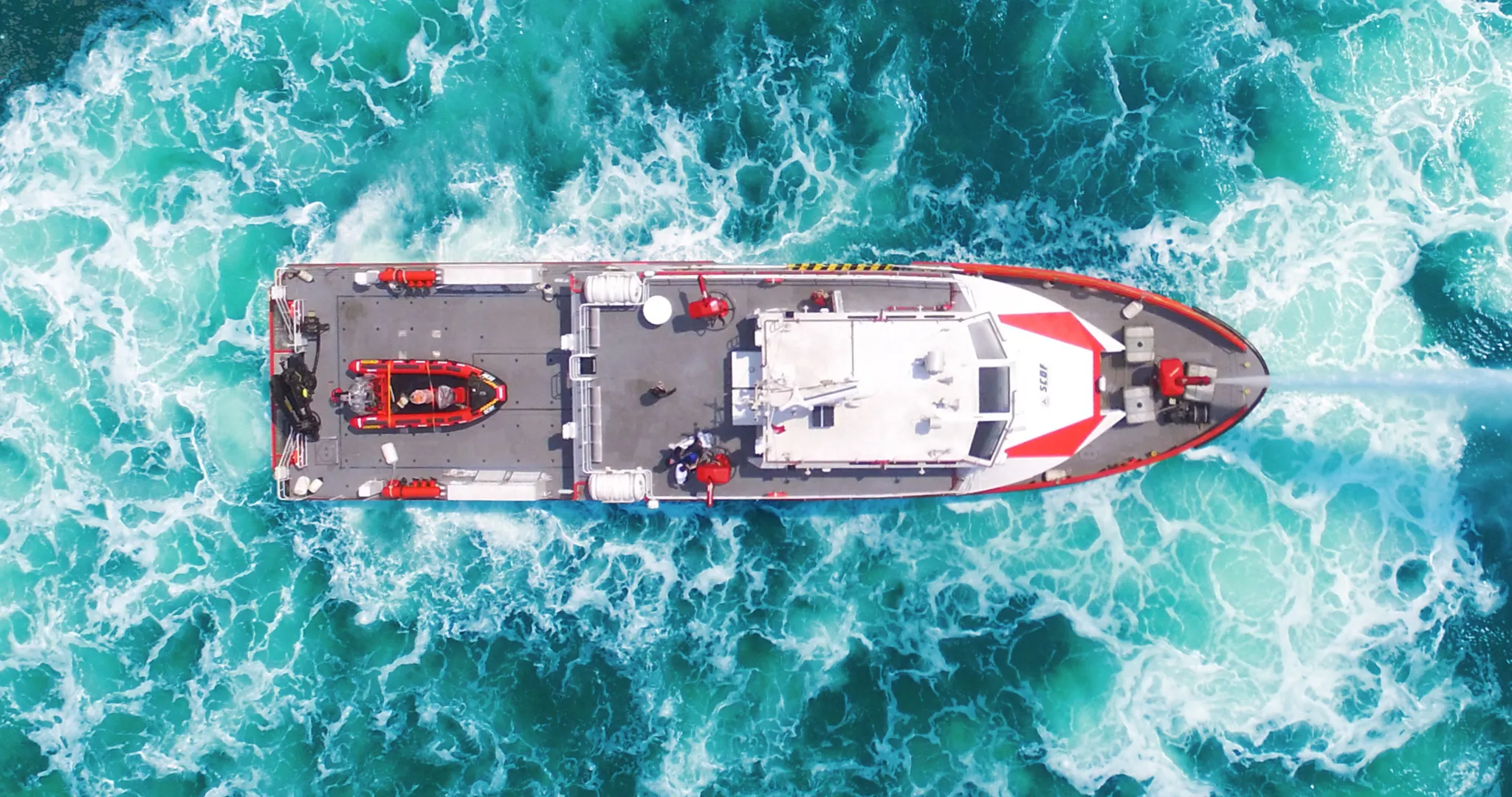 HamiltonJet vessel at sea, aerial view