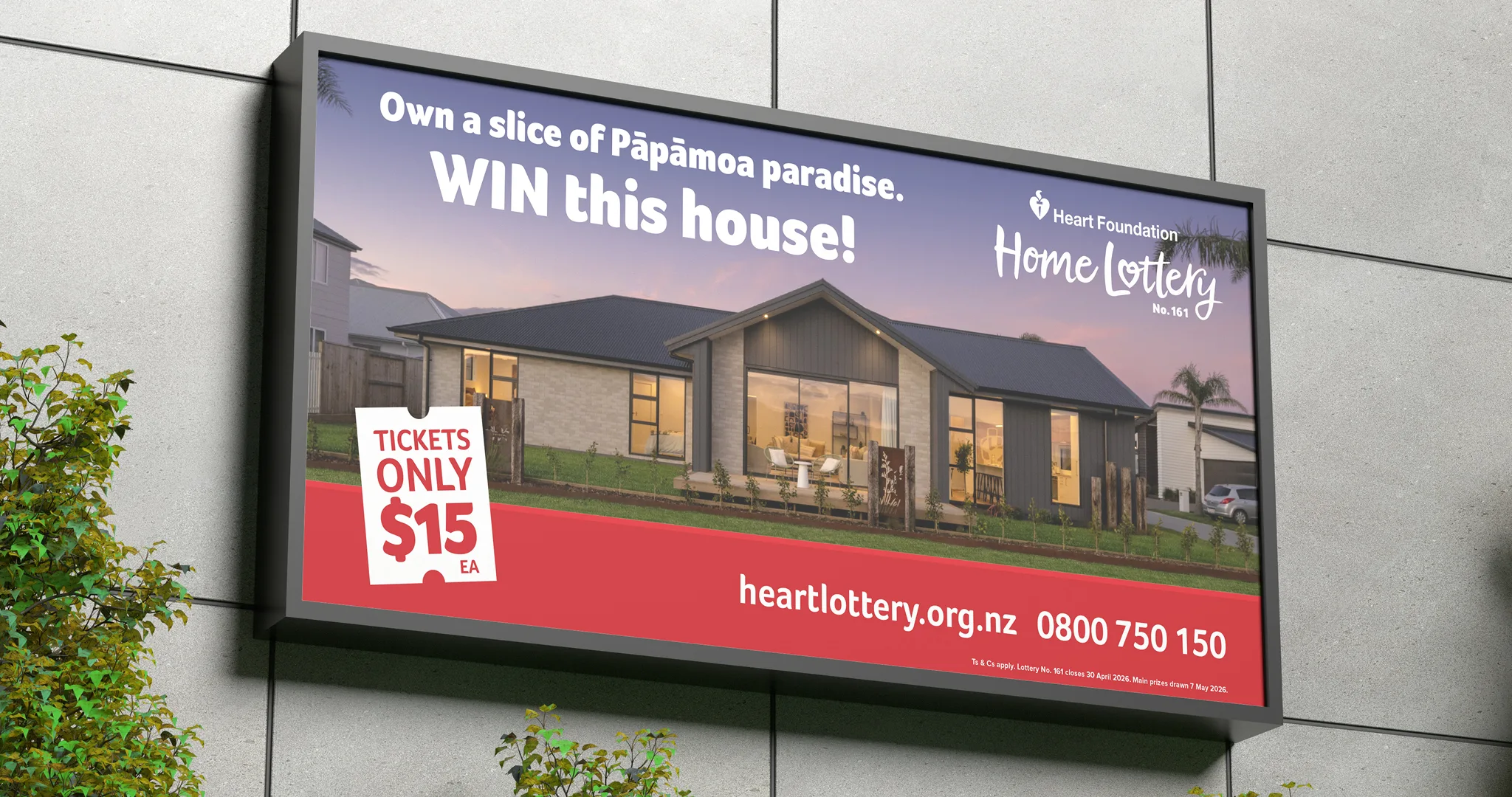 Heart Foundation Lottery — Wānaka house campaign creative